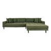Canapé d'angle Droit Lido olive vert en tissu et bois de hêtre 290 cm