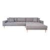 Canapé d'angle Droit Lido gris clair en tissu et bois de hêtre 290 cm
