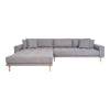 Canapé d'angle Gauche Lido gris clair en tissu et bois de hêtre 290 cm