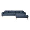 Canapé d'angle Droit Lido bleu foncé en tissu et bois de hêtre 290 cm