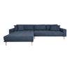 Canapé d'angle Gauche Lido bleu foncé en tissu et bois de hêtre 290 cm