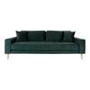 Canapé 3 places Sofa Lido en velours vert foncé avec deux oreillers