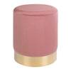 Pouf Gamby en velours rose avec base en acier couleur laiton