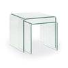 Set 2 tables BURANO gigogne 50x50 verre transparent