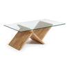 Table basse WALEA 120x70 bois chêne verre transparent