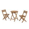 Ensemble de jardin Elisia table et deux chaises pliantes en bois massif d'acacia FSC 100%