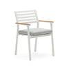 Chaise de jardin Bona aluminium finition blanche avec accoudoirs en bois de teck massif