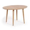 Table extensible Oqui MDF plaqué de chêne et pieds en bois d'hévéa massif Ø120(200)x90 cm