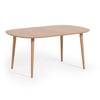 Table extensible Oqui MDF plaqué de chêne et pieds en bois d'hévéa massif Ø160(260)x100 cm